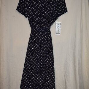 Chic Black & White Polka Dot Wrap Dress – Size 12